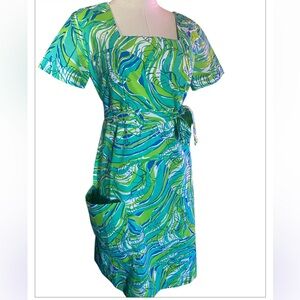 Rare Vintage "The Lilly" Lilly Pulitzer Tiger & Butterfly Wrap Dress Size 8